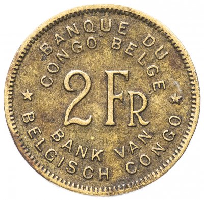 купить Бельгийское Конго 2 франка (francs) 1946