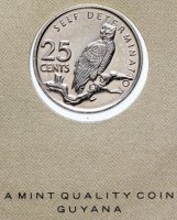 купить Серия "Птицы на монетах мира" - Гайана 25 центов (cents) 1978 (в буклете)