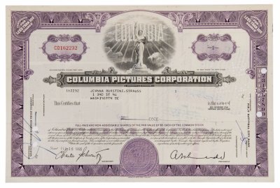 купить Акция США COLUMBIA PICTURES CORPORARION. 1965 г.