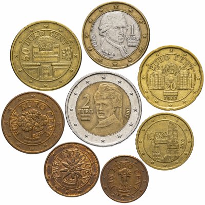 купить Австрия годовой набор евро 2002 (8 монет из обращения)