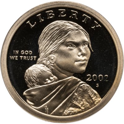 купить США 1 dollar (доллар) 2002 S Proof "Sacagawea dollar (Сакагавея доллар) парящий орёл", знак монетного двора "S" - Сан-Франциско США