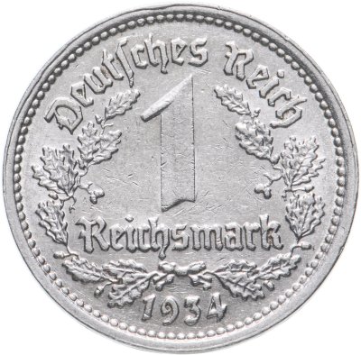 купить Германия, Третий рейх 1 рейхсмарка (reichsmark) 1934 G