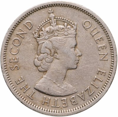 купить Британский Гонконг 1 доллар (dollar) 1960 H, отметка монетного двора "H", крупный тип, гурт с желобом