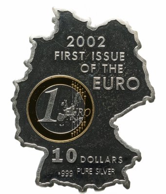 купить Науру 10 долларов 2002 "Первый выпуск евро" в футляре Редкость