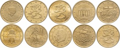 купить Европа набор из 10 монет 50 центов 1999-2013