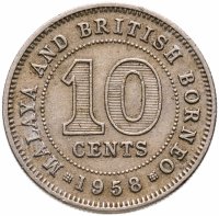 купить Малайя и Британское Борнео 10 центов (cents) 1958