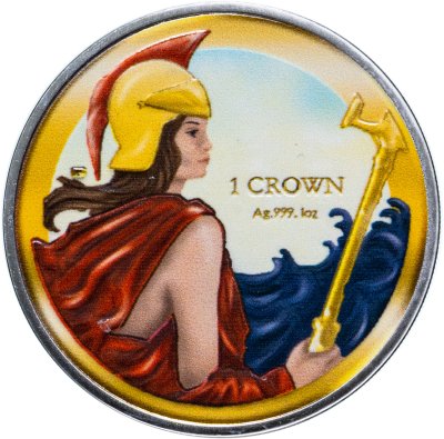 купить Фолклендские острова 1 крона 2017 Афина Паллада в цветном исполнении