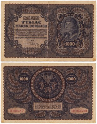 купить Польша 1000 марок 1919 (Pick 29(3) 3 серия