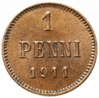 Купить 1 пенни (penny) 1911, монета для Финляндии