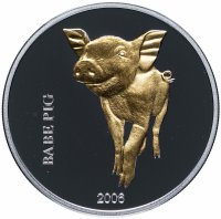 Купить Демократическая Республика Конго 10 франков 2006 "Поросёнок Бэйб" в капсуле с сертификатом