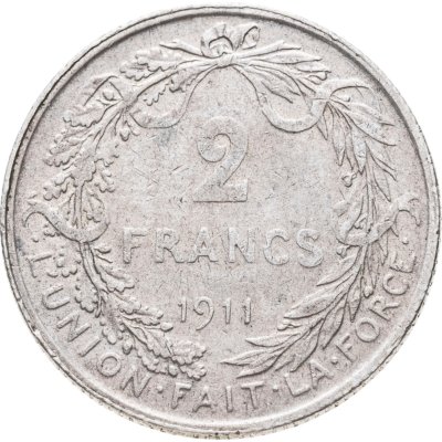 купить Бельгия 2 франка (frank) 1911, Надпись на французском - 'ALBERT ROI DES BELGES'