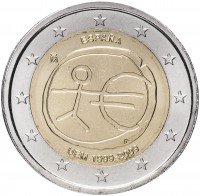 Купить Испания 2 евро 2009 "10 лет Экономическому и валютному союзу"