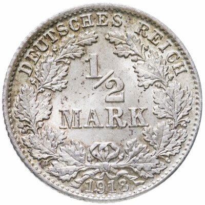 купить Германия (Германская Империя) 1/2 марки 1918 "D"