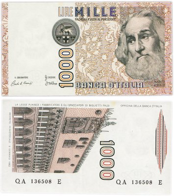 купить Италия 1000 лир 1982 года (Pick 109a)