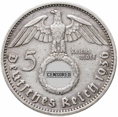 купить Германия, Третий рейх 5 рейхсмарок (reichsmark) 1936 Гинденбург, со свастикой