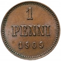 Купить 1 пенни (penny) 1909, монета для Финляндии