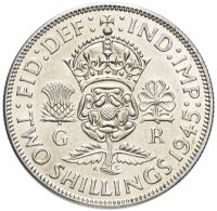 купить Великобритания 2 шиллинга (флорин, shillings) 1945