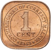 купить Малайя 1 цент (cent) 1943