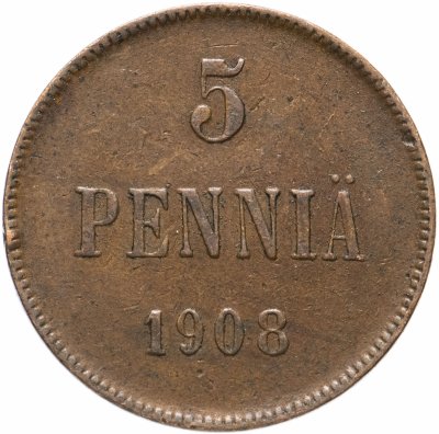 купить 5 пенни (pennia) 1908, для Финляндии