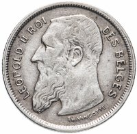 Купить Бельгия 2 франка (francs) 1909 Надпись на французском - 'DES BELGES'