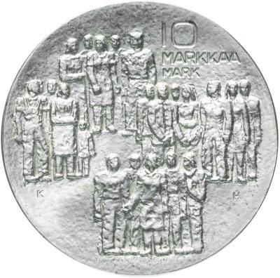 купить Финляндия 10 марок (markkaa) 1977 KH 60 лет независимости
