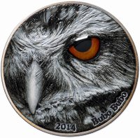 Купить Конго 2000 франков 2014 "Глаза природы - филин", в футляре с сертификатом