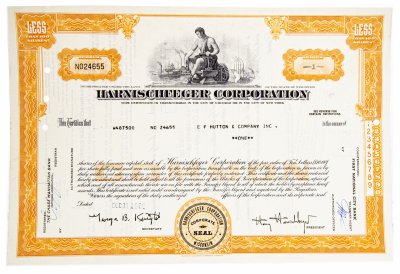 купить Акция США HARNISCHFEGER CORPORATION 1968-1969 гг.