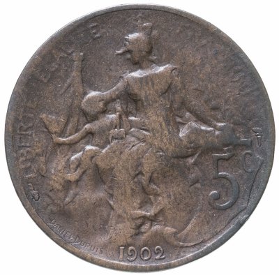 купить Франция 5 сантимов 1902