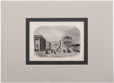 купить Шевалье Ф. "Вид Александринского театра" (General view of St. Petersburg), бумага, печать, паспарту, Западная Европа, 1900-1930 гг.