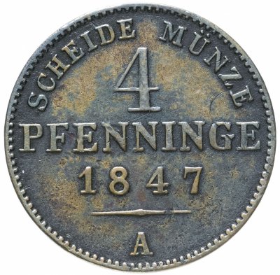 купить Германия, Пруссия 4 пфеннига - 1/90 талера 1847