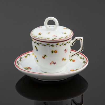купить Миниатюра чайная пара, мануфактура "Decoration d'Artiste", фарфор, деколь, Decoration d'Artiste, Франция, 1990-2010 гг.