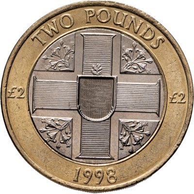 купить Гернси 2 фунта (pounds) 1998