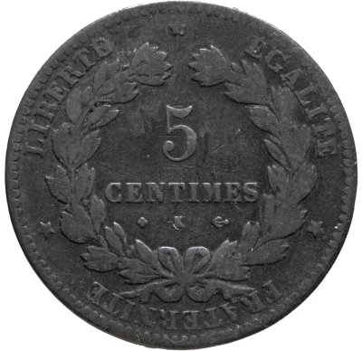 купить Франция 5 сантимов (centimes) 1876 K знак монетного двора: "K" - Бордо