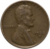 купить США 1 цент (cent) 1938 D