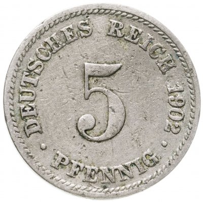 купить Германская Империя, Бавария 5 пфеннигов 1902 D