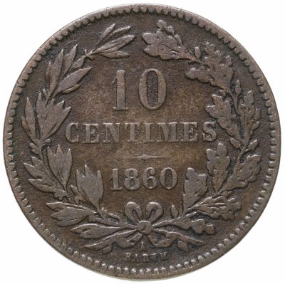 купить Люксембург 10 сантимов (centimes) 1860