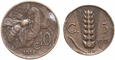 купить Италия набор монет 5 и 10 чентезимо 1925