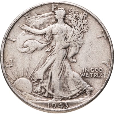 купить США 50 центов (1/2 доллара, half dollar) 1943 Walking Liberty Half Dollar Без отметки монетного двора