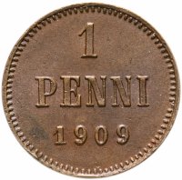 Купить 1 пенни (penny) 1909, монета для Финляндии