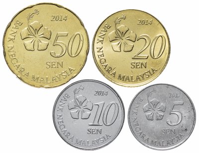 купить Малайзия набор монет 2012 - 2014 год 5, 10, 20 и 50 сен (4 штуки, Цветы)