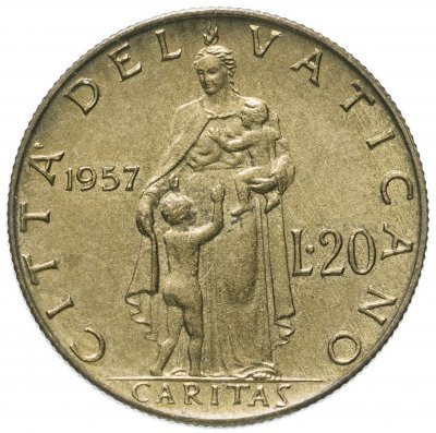 купить Ватикан 20 лир (lire) 1957