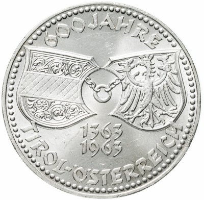 купить Австрия 50 шиллингов (shillings) 1963 "600 лет Тиролю"