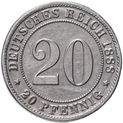 купить Германия 20 пфеннигов (pfennig) "D" 1888