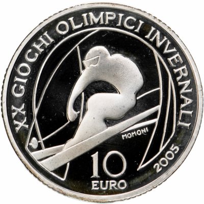 купить Италия 10 евро (euro) 2005 "XX зимние Олимпийские игры, Турин 2006 - Горнолыжный спорт"