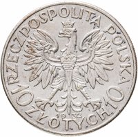 Купить 10 злотых 1932 Польша. Королева Ядвига