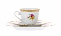 Купить Чайное трио с изображением роз, фарфор, деколь, золочение, мануфактура "Kronester Bavaria", Германия, 1970-1990 гг.