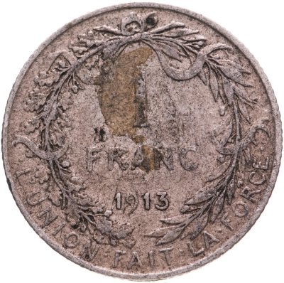 купить Бельгия 1 франк 1913 Надпись на французском - 'ALBERT ROI DES BELGES'