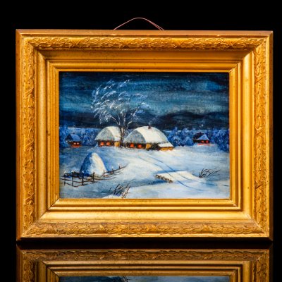 купить Картина в раме "Зимняя ночь", дерево, масло, оргалит, Россия, 1950-2000 гг.