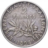 Купить Франция 2 франка (francs) 1898