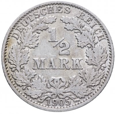 купить Германия(Германская Империя) 1/2 рейх марки 1905 "А"